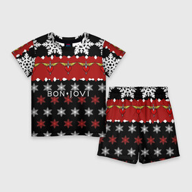 Детский костюм с шортами 3D с принтом Праздничный Bon Jovi в Тюмени,  |  | Тематика изображения на принте: bon | jovi | бон | группа | джови | новогодний | новый год | праздник | рождество | рок | снежинки