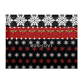 Обложка для студенческого билета с принтом Праздничный Bon Jovi в Тюмени, натуральная кожа | Размер: 11*8 см; Печать на всей внешней стороне | bon | jovi | бон | группа | джови | новогодний | новый год | праздник | рождество | рок | снежинки