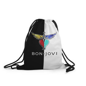 Рюкзак-мешок 3D с принтом Bon Jovi в Тюмени, 100% полиэстер | плотность ткани — 200 г/м2, размер — 35 х 45 см; лямки — толстые шнурки, застежка на шнуровке, без карманов и подкладки | Тематика изображения на принте: bon | jovi | бон | бон джови | джови | рок группа