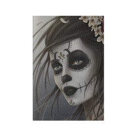 Обложка для паспорта матовая кожа с принтом Skull в Тюмени, натуральная матовая кожа | размер 19,3 х 13,7 см; прозрачные пластиковые крепления | halloween | skull | sugar skull | мексика | хэллоуин | череп