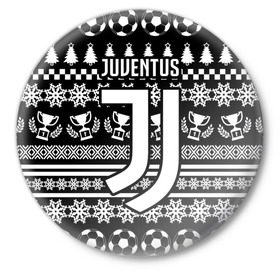 Значок с принтом Juventus 2018 Новогодний в Тюмени,  металл | круглая форма, металлическая застежка в виде булавки | fc | juventus | спорт | спортивные | фк | футбол | футбольный клуб | ювентус
