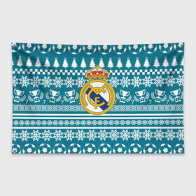 Флаг-баннер с принтом Ronaldo 7 Новогодний в Тюмени, 100% полиэстер | размер 67 х 109 см, плотность ткани — 95 г/м2; по краям флага есть четыре люверса для крепления | fc | real madrid | реал мадрид | спорт | спортивные | фк | футбол | футбольный клуб