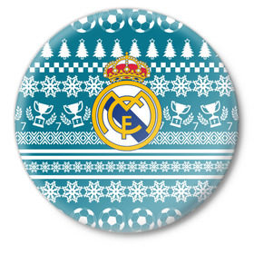 Значок с принтом Ronaldo 7 Новогодний в Тюмени,  металл | круглая форма, металлическая застежка в виде булавки | fc | real madrid | реал мадрид | спорт | спортивные | фк | футбол | футбольный клуб