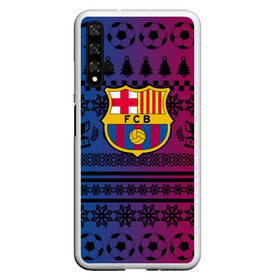 Чехол для Honor 20 с принтом FC Barca Новогодний в Тюмени, Силикон | Область печати: задняя сторона чехла, без боковых панелей | fc | fc barcelona | fcb | барселона | спорт | спортивные | фк | футбол | футбольный клуб