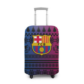 Чехол для чемодана 3D с принтом FC Barca Новогодний в Тюмени, 86% полиэфир, 14% спандекс | двустороннее нанесение принта, прорези для ручек и колес | fc | fc barcelona | fcb | барселона | спорт | спортивные | фк | футбол | футбольный клуб