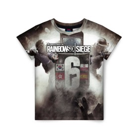 Детская футболка 3D с принтом Tom Clancy Rainbow Six Siege в Тюмени, 100% гипоаллергенный полиэфир | прямой крой, круглый вырез горловины, длина до линии бедер, чуть спущенное плечо, ткань немного тянется | 6 | rainbow six | siege | война | игра | оружие | осада | шутер