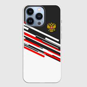 Чехол для iPhone 13 Pro с принтом RUSSIA   Black and White в Тюмени,  |  | russia | герб | россия