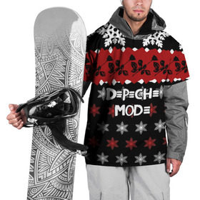 Накидка на куртку 3D с принтом Праздничный Depeche Mode в Тюмени, 100% полиэстер |  | depeche mode | вестник моды | депеш мод | дэйв гаан | мартин гор | новогодний | новый год | рождество | роза | снежинки | энди флетчер