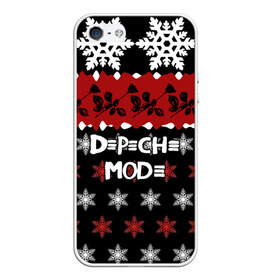 Чехол для iPhone 5/5S матовый с принтом Праздничный Depeche Mode в Тюмени, Силикон | Область печати: задняя сторона чехла, без боковых панелей | depeche mode | вестник моды | депеш мод | дэйв гаан | мартин гор | новогодний | новый год | рождество | роза | снежинки | энди флетчер