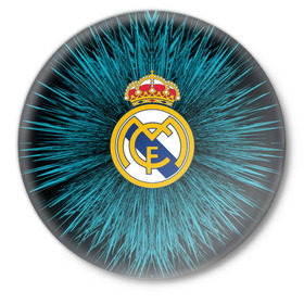 Значок с принтом Real Madrid 2018 Abstract в Тюмени,  металл | круглая форма, металлическая застежка в виде булавки | fc | real madrid | реал мадрид | спорт | спортивные | фк | футбол | футбольный клуб