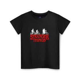 Детская футболка хлопок с принтом Очень странные дела в Тюмени, 100% хлопок | круглый вырез горловины, полуприлегающий силуэт, длина до линии бедер | stranger things