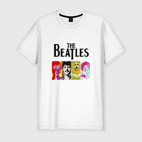 Мужская футболка премиум с принтом The Beatles в Тюмени, 92% хлопок, 8% лайкра | приталенный силуэт, круглый вырез ворота, длина до линии бедра, короткий рукав | Тематика изображения на принте: битлз | джон леннон | джордж харрисон | пол маккартни | ринго старр