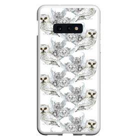 Чехол для Samsung S10E с принтом Owl with roses в Тюмени, Силикон | Область печати: задняя сторона чехла, без боковых панелей | flowers | owl | owls | roses | розы | сова | совы | цветы