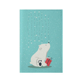 Обложка для паспорта матовая кожа с принтом Медведь под снегом в Тюмени, натуральная матовая кожа | размер 19,3 х 13,7 см; прозрачные пластиковые крепления | Тематика изображения на принте: зима | медведь | новый год | подарок | рождество
