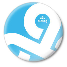 Значок с принтом cs:go - Cloud 9 (2018 Style) в Тюмени,  металл | круглая форма, металлическая застежка в виде булавки | Тематика изображения на принте: 0x000000123 | 9 | cloud9 | csgo | клауд | кс го