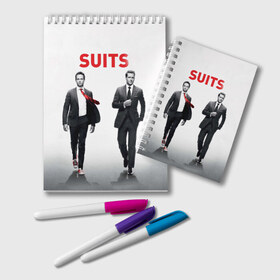 Блокнот с принтом Suits в Тюмени, 100% бумага | 48 листов, плотность листов — 60 г/м2, плотность картонной обложки — 250 г/м2. Листы скреплены удобной пружинной спиралью. Цвет линий — светло-серый
 | suits | форс мажоры