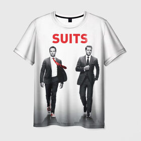 Мужская футболка 3D с принтом Suits в Тюмени, 100% полиэфир | прямой крой, круглый вырез горловины, длина до линии бедер | suits | форс мажоры