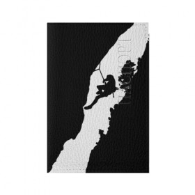 Обложка для паспорта матовая кожа с принтом Climbing в Тюмени, натуральная матовая кожа | размер 19,3 х 13,7 см; прозрачные пластиковые крепления | climbing | климбинг | отвес | скала | скалодром | скалолаз | скалолазание | сколы | ущелье