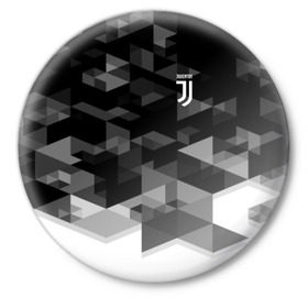 Значок с принтом Juventus 2018 Geometry Sport в Тюмени,  металл | круглая форма, металлическая застежка в виде булавки | Тематика изображения на принте: fc | juventus | спорт | спортивные | фк | футбол | футбольный клуб | ювентус