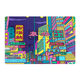 Магнитный плакат 3Х2 с принтом Токио в Тюмени, Полимерный материал с магнитным слоем | 6 деталей размером 9*9 см | Тематика изображения на принте: азия | буквы | вывески | иероглифы | кислота | мегаполис | неон | неонуар | флуо | япония | яркий