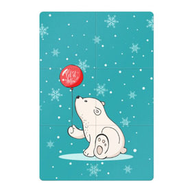 Магнитный плакат 2Х3 с принтом Мишка и шарик в Тюмени, Полимерный материал с магнитным слоем | 6 деталей размером 9*9 см | зима | медведь | новый год | подарок | рождество