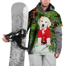 Накидка на куртку 3D с принтом Новогодний щенок в Тюмени, 100% полиэстер |  | Тематика изображения на принте: 