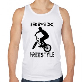 Мужская майка хлопок с принтом BMX FreeStyle в Тюмени, 100% хлопок |  | Тематика изображения на принте: bmx | freestyle | велик | велосипед | трюки | экстрим
