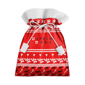 Подарочный 3D мешок с принтом Праздничный Depeche Mode в Тюмени, 100% полиэстер | Размер: 29*39 см | depeche mode | вестник моды | депеш мод | дэйв гаан | мартин гор | новогодний | новый год | праздник | рождество | роза | снежинки | энди флетчер