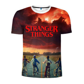 Мужская футболка 3D спортивная с принтом Stranger Things в Тюмени, 100% полиэстер с улучшенными характеристиками | приталенный силуэт, круглая горловина, широкие плечи, сужается к линии бедра | stranger things | очень странные дела