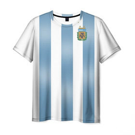 Мужская футболка 3D с принтом Аргентина ЧМ 2018 в Тюмени, 100% полиэфир | прямой крой, круглый вырез горловины, длина до линии бедер | cup | fifa | world | мира | мундиаль | россия | чемпионат