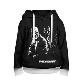 Детская толстовка 3D с принтом Payday в Тюмени, 100% полиэстер | двухслойный капюшон со шнурком для регулировки, мягкие манжеты на рукавах и по низу толстовки, спереди карман-кенгуру с мягким внутренним слоем | chains | dallas | heist | hoxton | payday | the heist | wolf | банк | грабители | мафиози | мафия | наемники | ограбление