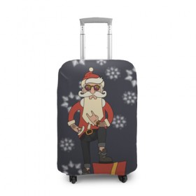 Чехол для чемодана 3D с принтом Santa hipster в Тюмени, 86% полиэфир, 14% спандекс | двустороннее нанесение принта, прорези для ручек и колес | 