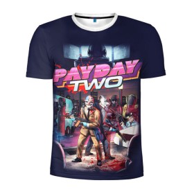 Мужская футболка 3D спортивная с принтом Payday_3 в Тюмени, 100% полиэстер с улучшенными характеристиками | приталенный силуэт, круглая горловина, широкие плечи, сужается к линии бедра | chains | dallas | heist | hoxton | payday | the heist | wolf | банк | грабители | мафиози | мафия | наемники | ограбление