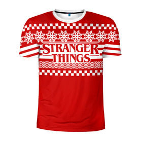 Мужская футболка 3D спортивная с принтом Свитер Stranger Things в Тюмени, 100% полиэстер с улучшенными характеристиками | приталенный силуэт, круглая горловина, широкие плечи, сужается к линии бедра | stranger things | новогодний | очень странные дела | праздничный | рождество | свитер