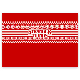 Поздравительная открытка с принтом Свитер Stranger Things в Тюмени, 100% бумага | плотность бумаги 280 г/м2, матовая, на обратной стороне линовка и место для марки
 | stranger things | новогодний | очень странные дела | праздничный | рождество | свитер