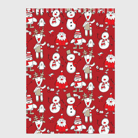 Скетчбук с принтом Новый год в Тюмени, 100% бумага
 | 48 листов, плотность листов — 100 г/м2, плотность картонной обложки — 250 г/м2. Листы скреплены сверху удобной пружинной спиралью | дед мороз | новогодний олень | новый год | олень | пингвин | подарок на новый год | снеговик