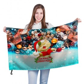 Флаг 3D с принтом Котик в Тюмени, 100% полиэстер | плотность ткани — 95 г/м2, размер — 67 х 109 см. Принт наносится с одной стороны | christmas | new year | santa | дед мороз | елка | елочки | новогодний | новый год | рождество | сантаклаус | снег | снежинки