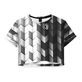 Женская футболка 3D укороченная с принтом Juventus 2018 Geometry Sport в Тюмени, 100% полиэстер | круглая горловина, длина футболки до линии талии, рукава с отворотами | fc | juventus | спорт | спортивные | фк | футбол | футбольный клуб | ювентус