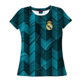 Женская футболка 3D с принтом Real Madrid 2018 Sport в Тюмени, 100% полиэфир ( синтетическое хлопкоподобное полотно) | прямой крой, круглый вырез горловины, длина до линии бедер | 