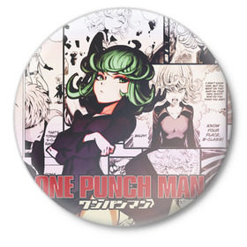 Значок с принтом Тацумаки в Тюмени,  металл | круглая форма, металлическая застежка в виде булавки | anime | one punch man | аниме | ванпанчмен | тацумаки | торнадо