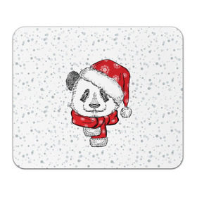 Коврик прямоугольный с принтом Панда Санта в Тюмени, натуральный каучук | размер 230 х 185 мм; запечатка лицевой стороны | дед мороз | зима | медведь | праздник | рождество | санта клаус | снег | шапка | шарф