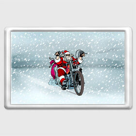 Магнит 45*70 с принтом Санта Клаус байкер в Тюмени, Пластик | Размер: 78*52 мм; Размер печати: 70*45 | байк | дед мороз | зима | мотоцикл | рождество | снег