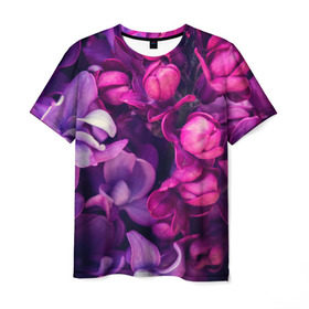 Мужская футболка 3D с принтом цветы в Тюмени, 100% полиэфир | прямой крой, круглый вырез горловины, длина до линии бедер | botany | bouquet | flowers | fuchsia | leaves | magnolia | peony | pink | vintage | ботаника | букет | винтаж | листья | магнолия | пион | розовый | фуксия | цветы
