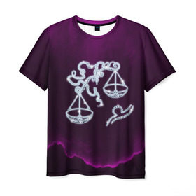 Мужская футболка 3D с принтом Весы в Тюмени, 100% полиэфир | прямой крой, круглый вырез горловины, длина до линии бедер | Тематика изображения на принте: весы | звезды | знаки зодиака | космос | созвездие