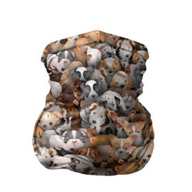 Бандана-труба 3D с принтом Щенки в Тюмени, 100% полиэстер, ткань с особыми свойствами — Activecool | плотность 150‒180 г/м2; хорошо тянется, но сохраняет форму | бультерьер | корги | мопс | паттерн | пес | питбуль | породы | собака | собачка | хаски | щенок