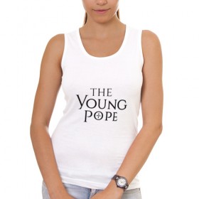 Женская майка хлопок с принтом The young pope в Тюмени, 95% хлопок, 5% эластан |  | young pope | джуд лоу | молодой папа