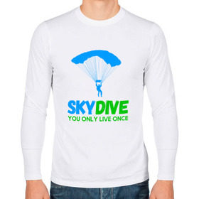Мужской лонгслив хлопок с принтом skydive в Тюмени, 100% хлопок |  | adrenaline | base jumping | extreme | jump | parachute | sky | skydive | адреналин | бейс | бейсджампинг | высота | небо | облака | парашют | полет | прыжок | риск | самолет | свобода | экстрим