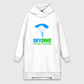 Платье-худи хлопок с принтом skydive в Тюмени,  |  | adrenaline | base jumping | extreme | jump | parachute | sky | skydive | адреналин | бейс | бейсджампинг | высота | небо | облака | парашют | полет | прыжок | риск | самолет | свобода | экстрим