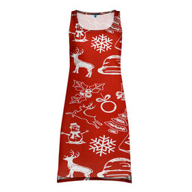 Платье-майка 3D с принтом Символика рождества в Тюмени, 100% полиэстер | полуприлегающий силуэт, широкие бретели, круглый вырез горловины, удлиненный подол сзади. | new year | елка | новогодний | новый год | рождество | снег | снежинки