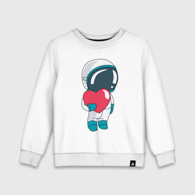 Детский свитшот хлопок с принтом Космонавт в Тюмени, 100% хлопок | круглый вырез горловины, эластичные манжеты, пояс и воротник | cosmonaut | cosmos | cute | heart | love | космонавт | космос | любовь | мило | сердце